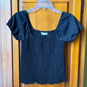 Aeropostale Black Puff Sleeve Crop Top